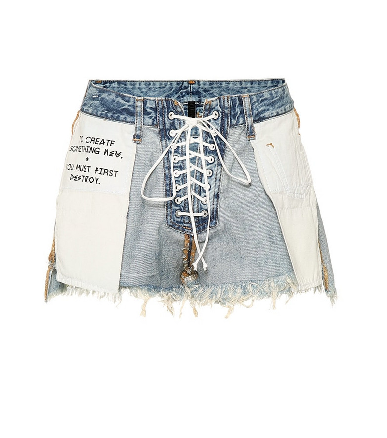 Sequin and Diamante Embellished Denim Shorts - Shorts - Clothing