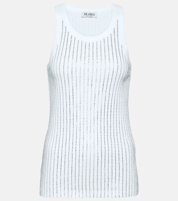 the attico crystal-embellished cotton top in white
