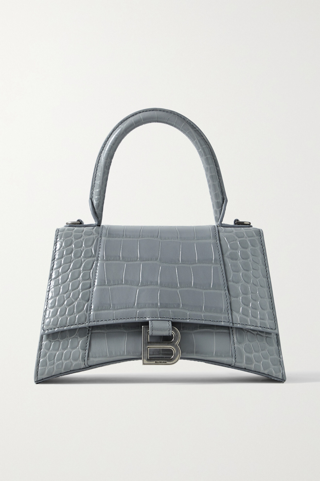 Balenciaga - Hourglass Small Croc-effect Leather Tote - Gray