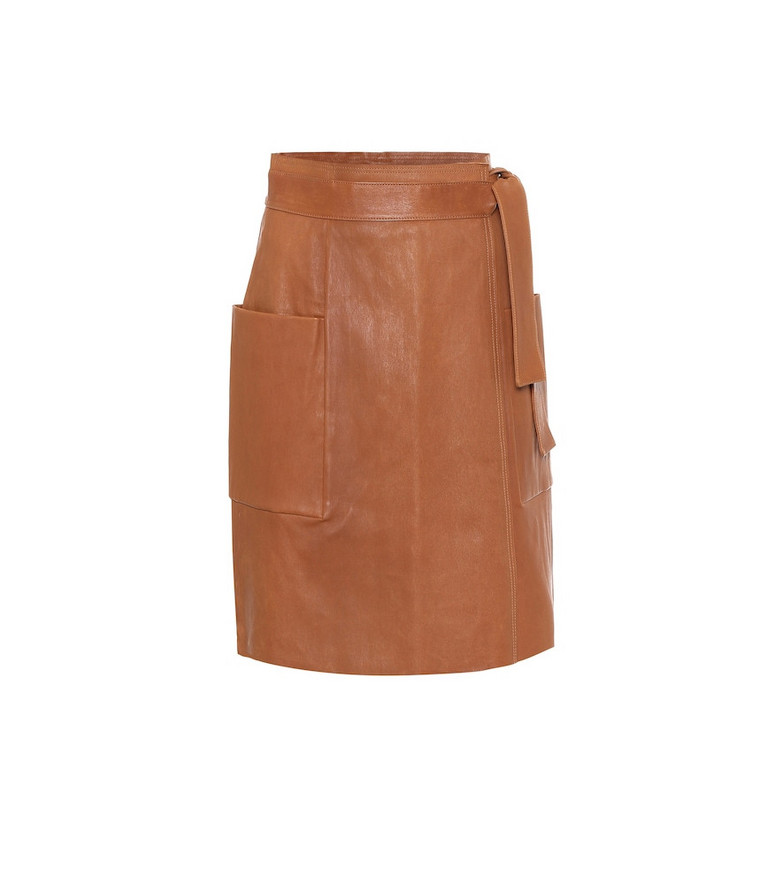 Stouls Leather wrap skirt in brown