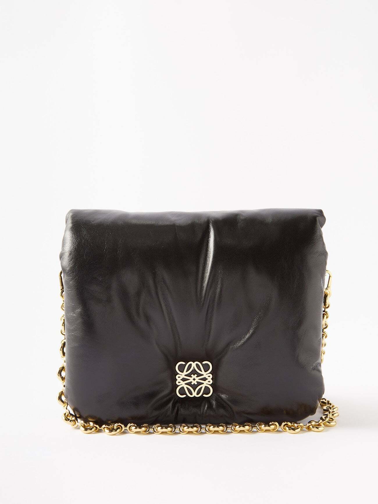 Loewe - Goya Leather Shoulder Bag - Womens - Black