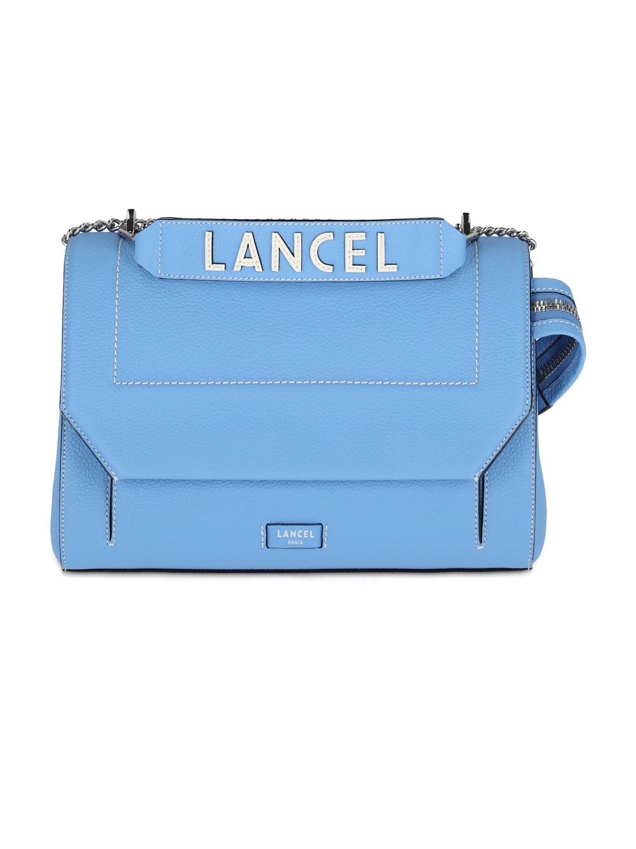 Lancel Blue Grained Cowhide Leather Shoulder Bag