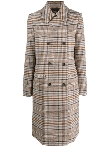 maje checked double-breasted coat - neutrals