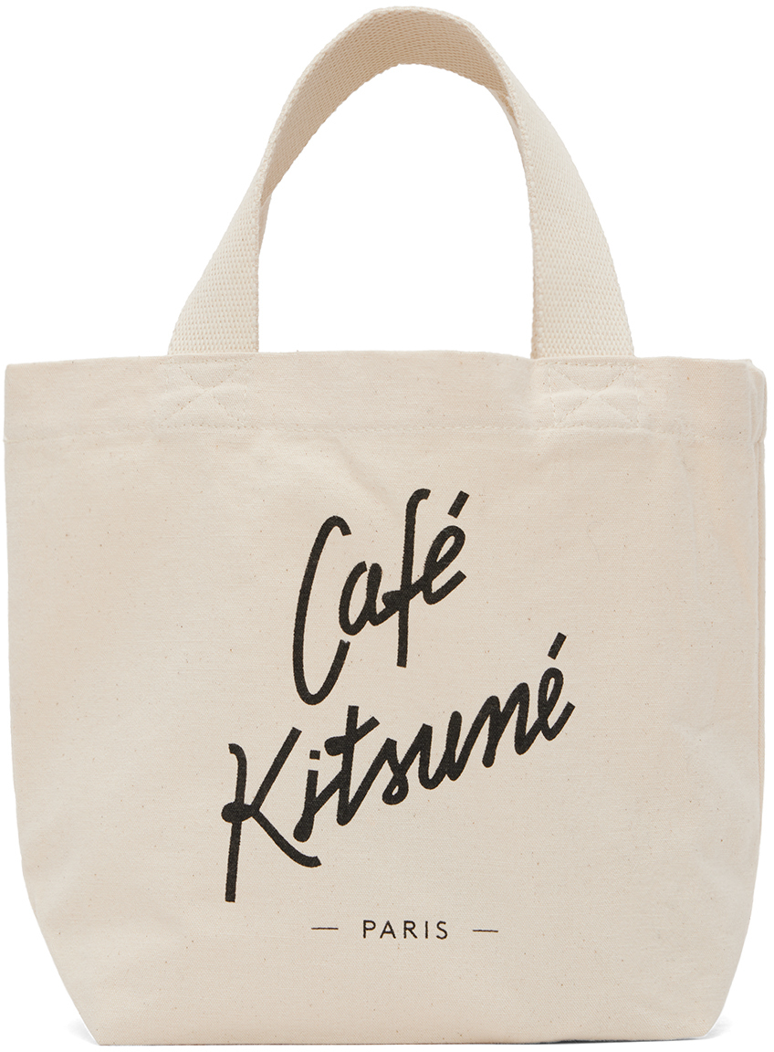 Maison Kitsuné Maison Kitsuné Off-White Mini 'Café Kitsuné' Tote