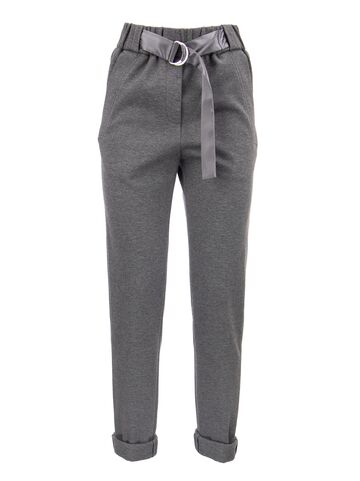 Peserico Cotton Trousers With Belt in anthracite