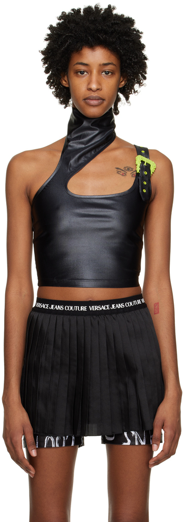 versace jeans couture black baroque buckle tank top
