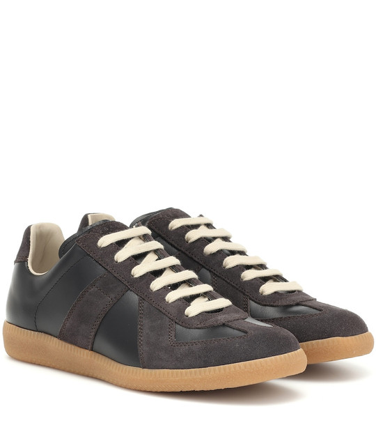 Maison Margiela Replica leather and suede sneakers in black