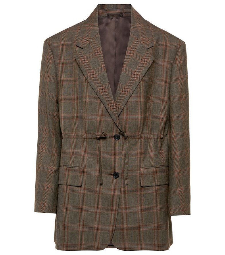 Prada Checked wool blazer in brown