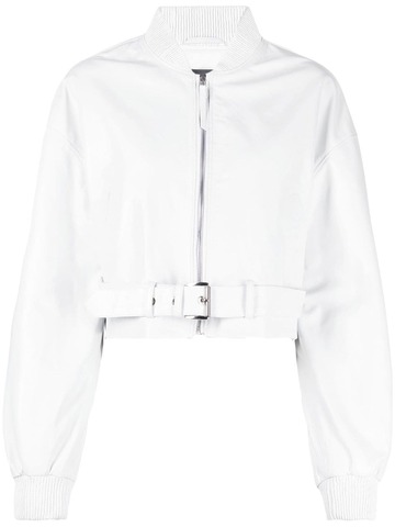 manokhi cropped leather jacket - white