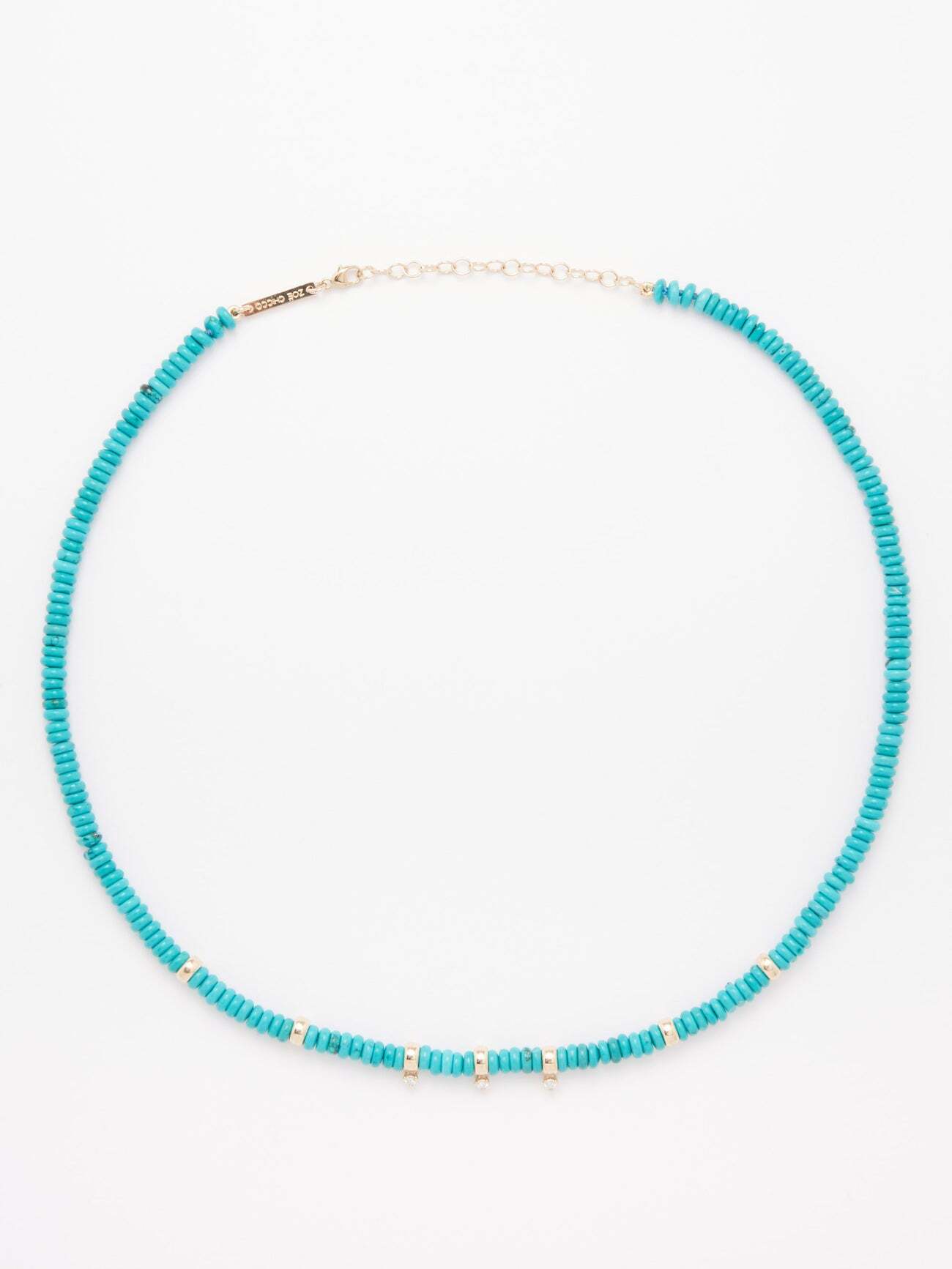 Zoë Chicco - Diamond, Turquoise & 14kt Gold Necklace - Womens - Gold Multi