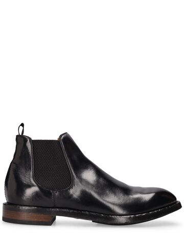 officine creative temple leather chelsea boots in nero