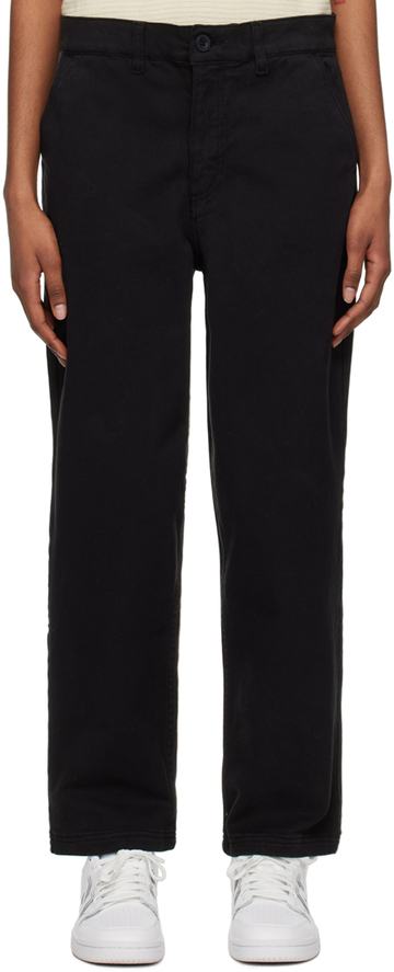 sunspel black tapered trousers
