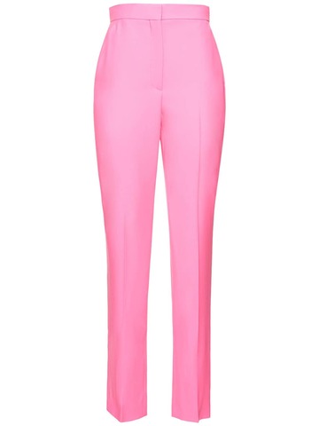 ALEXANDER MCQUEEN High Rise Wool Straight Pants in pink