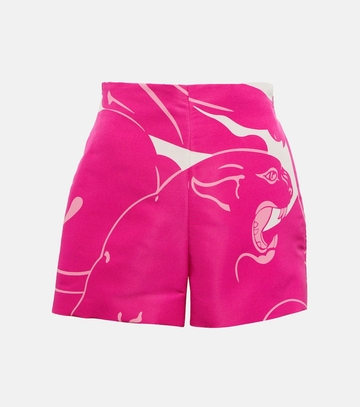 valentino printed silk crêpe de chine shorts in pink