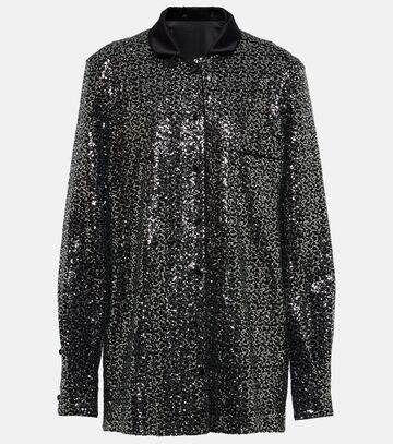 dolce&gabbana sequined shirt in black