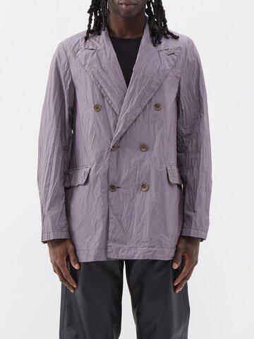 our legacy - sharp double-breasted crinkled cotton-blend blazer - mens - lavender