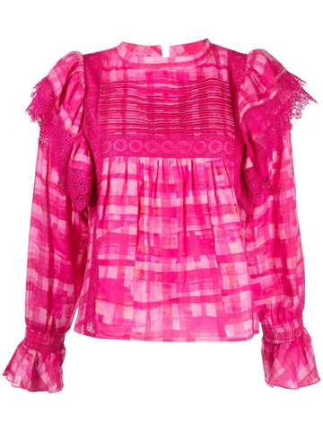 we are kindred chloe check-pattern blouse - pink