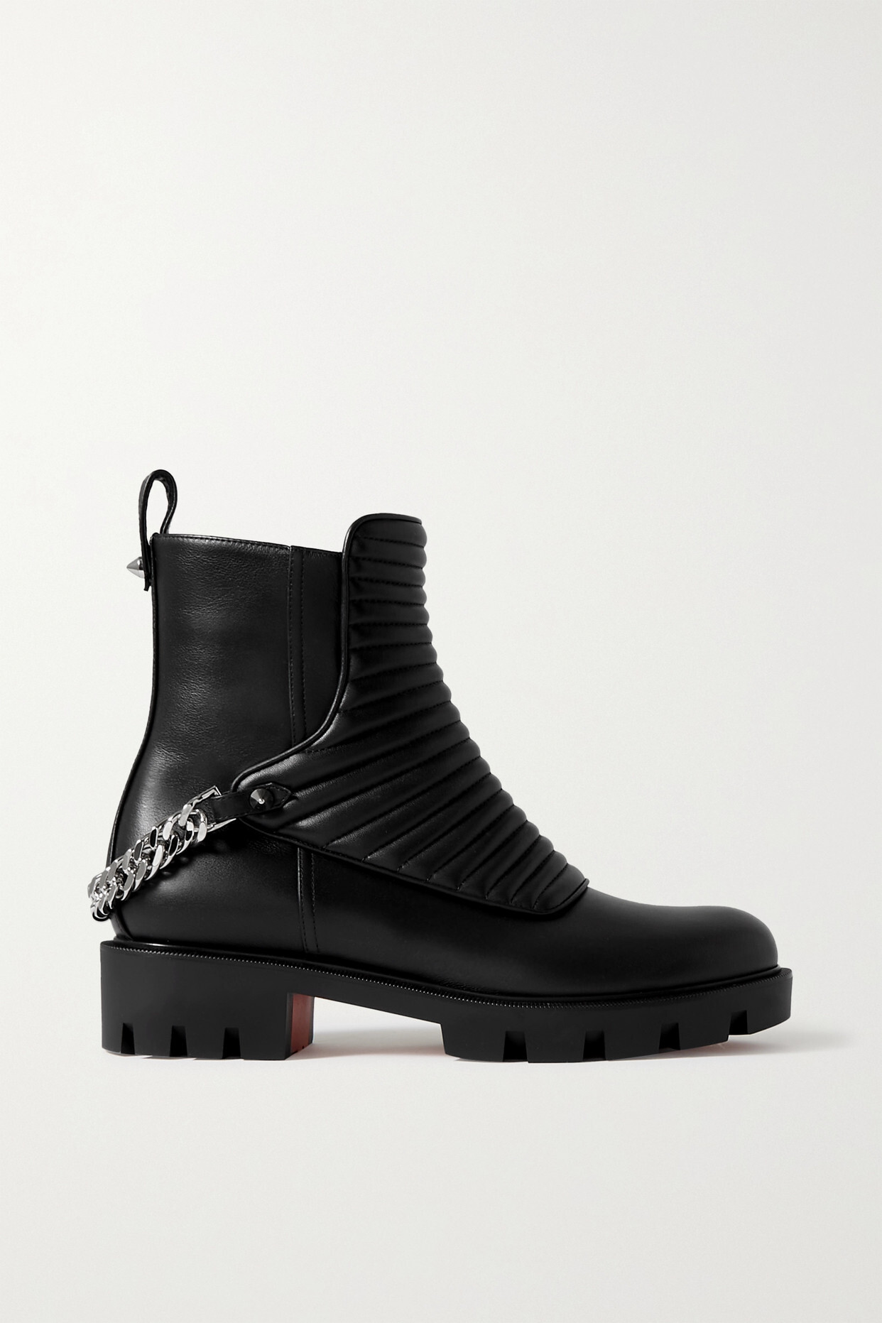 Christian Louboutin - Maddic Max Chain-embellished Quilted Leather Ankle Boots - Black