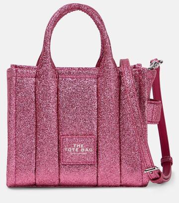 marc jacobs the mini glittered leather tote bag in pink