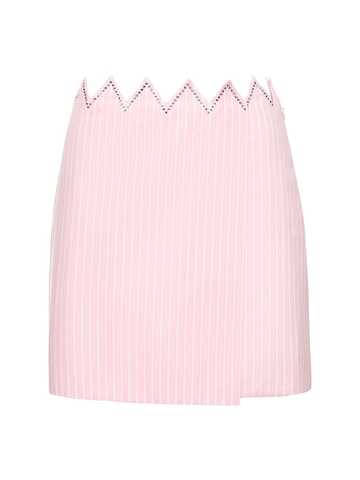 mach & mach embellished striped cotton mini skirt in pink
