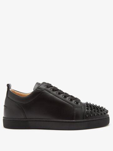 christian louboutin - louis junior spike-embellished leather trainers - mens - black