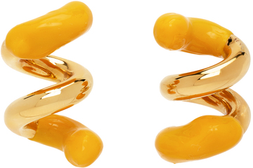 sunnei gold & yellow fusillo rubberized earrings