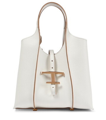tod's timeless medium leather tote in white