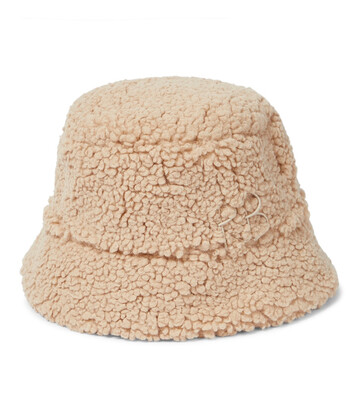 ruslan baginskiy faux shearling bucket hat in beige