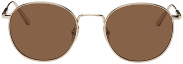 chimi gold round sunglasses in brown