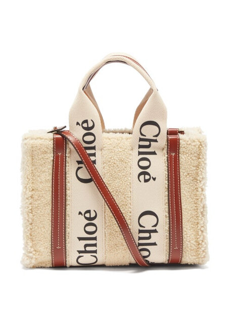 Chloé Chloé - Woody Small Shearling And Leather Cross-body Bag - Womens - Cream