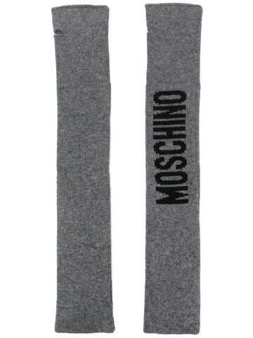 moschino logo-intarsia knit gloves - grey