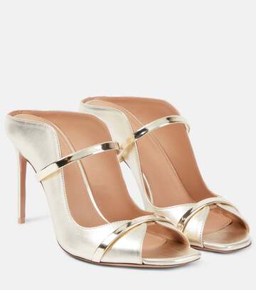 malone souliers noah 90 metallic leather mules in gold