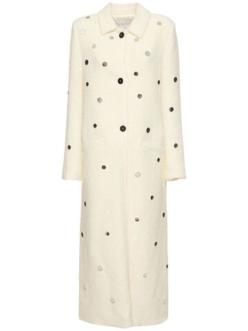 forte_forte soft bouclé embellished coat in white