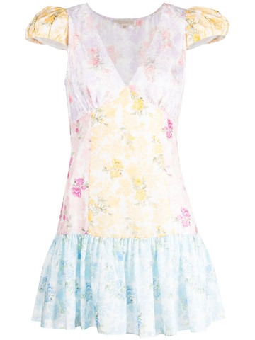 loveshackfancy russ patchwork floral-print minidress - multicolour