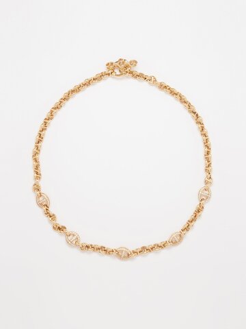 hoorsenbuhs - open link diamond & 18kt gold necklace - womens - gold multi