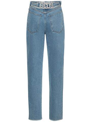 GCDS Embellished Choker Cotton Denim Jeans in blue