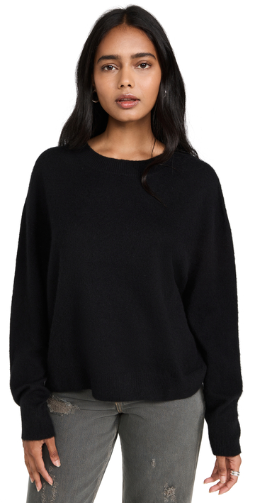 Stateside Brushed Cashmere Crew Neck Sweater in black