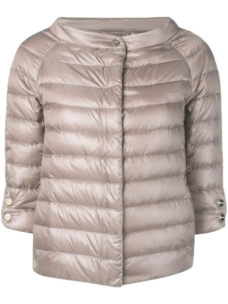 Herno 3/4 sleeve padded jacket in neutrals
