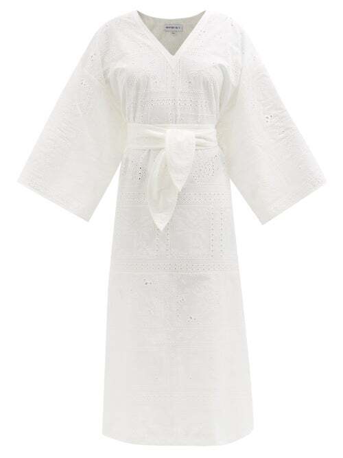 Hester Bly - Baagh Broderie-anglaise Cotton Kaftan Dress - Womens - White