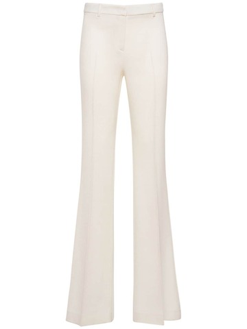 etro wool & viscose twill straight pants in white