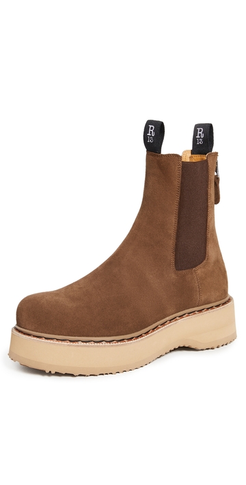 r13 single stack chelsea boots brown suede 39