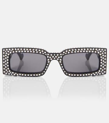 gucci double g polka-dot rectangular sunglasses