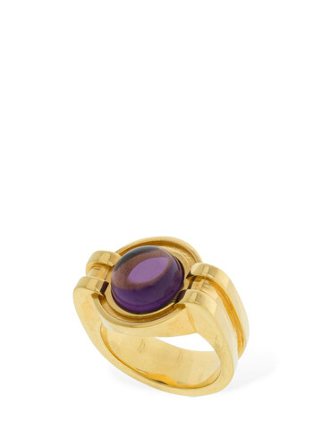 LEDA MADERA Sophia 3 Ring W/ Glass Stone in gold / violet