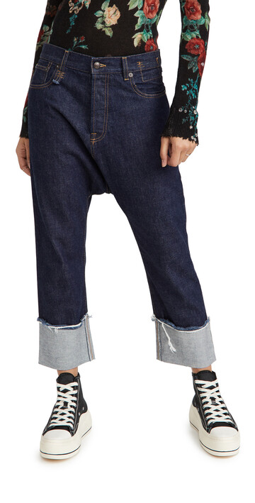 R13 Tailored Drop Jeans in indigo