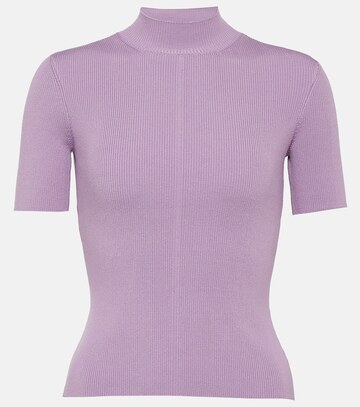 oscar de la renta ribbed-knit silk-blend sweater in purple