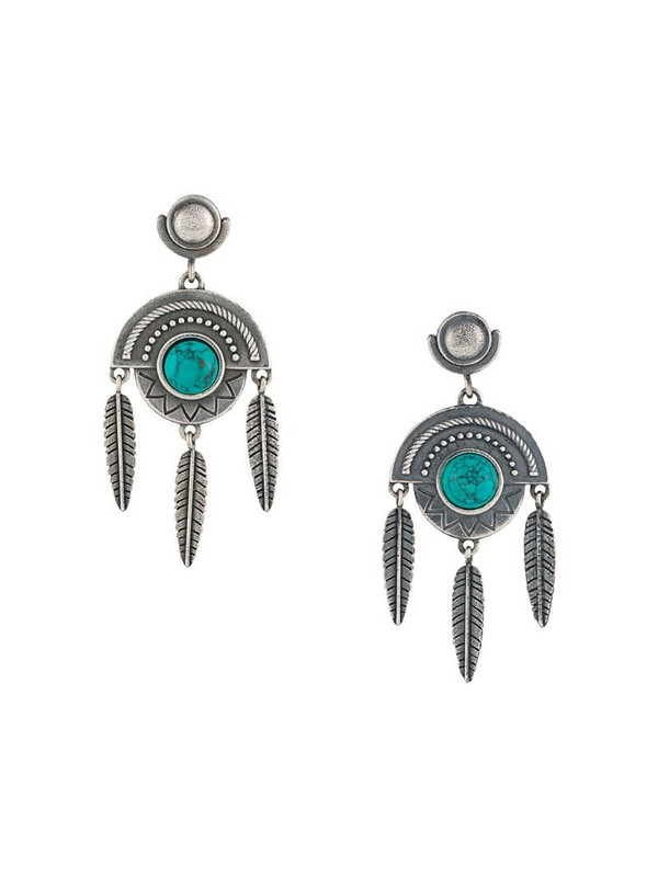 Nove25 stone feather pendant earrings in silver