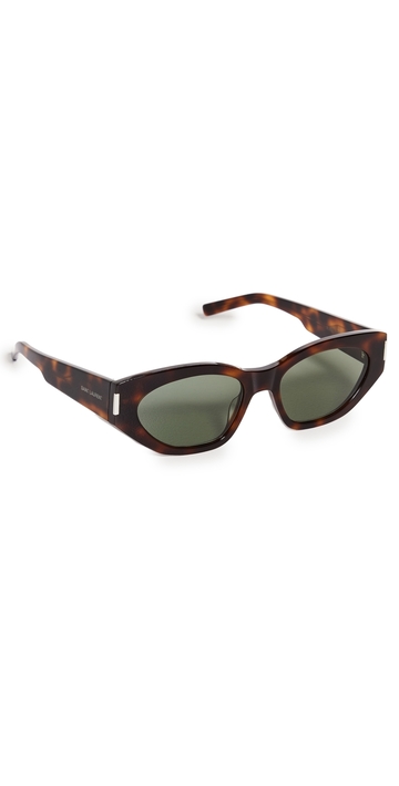 saint laurent cat eye acetate sunglasses havana-havana-green one size