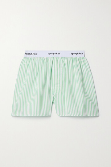 sporty & rich - cassie striped tencel™ lyocell shorts - green