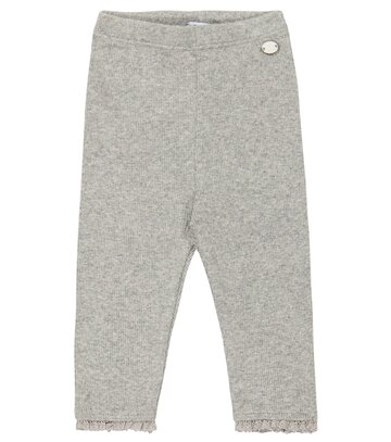 Tartine et Chocolat Baby lace-trimmed cotton-blend leggings in grey