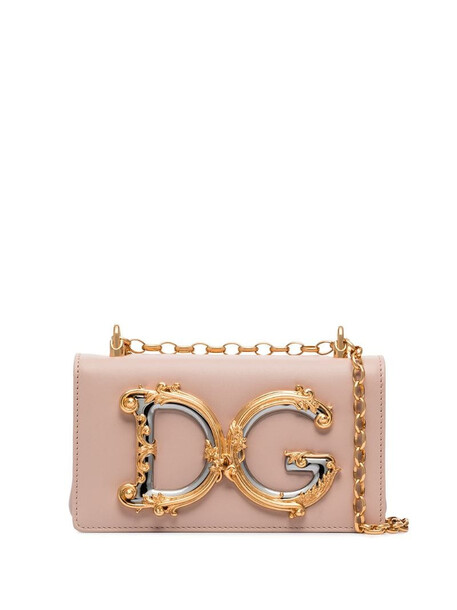 Dolce & Gabbana DG Girls logo-embellished leather shoulder bag in pink